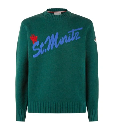 Shop Moncler Intarsia Crew Neck Sweater