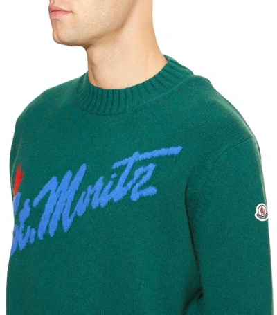 Shop Moncler Intarsia Crew Neck Sweater