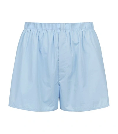 Shop Sunspel Cotton Classic Boxer Shorts In Blue