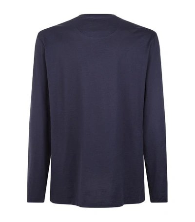 Shop Hanro Long-sleeved Lounge T-shirt In Navy