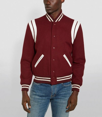 Shop Saint Laurent Varsity Bomber Jacket