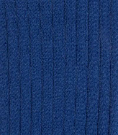 Shop Falke Egyptian Cotton Ribbed Socks In Blue