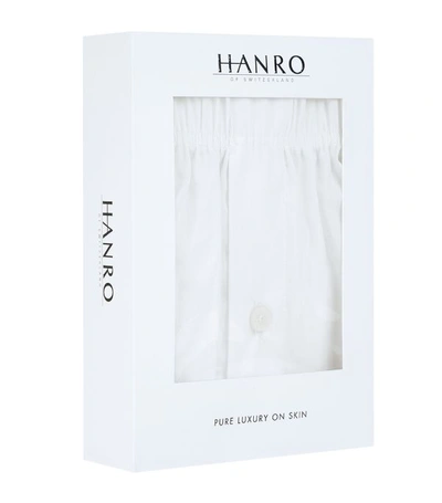 Shop Hanro Woven Plain Boxer Shorts In White