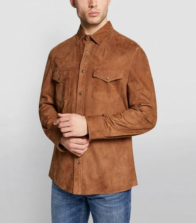 Shop Brunello Cucinelli Suede Shirt Jacket