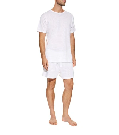 Shop Sunspel Cellular Cotton T-shirt In White