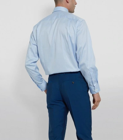 Shop Eton Twill-cotton Shirt In Blue