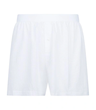 Shop Sunspel Cellular Cotton Boxer Shorts In White