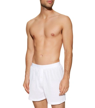 Shop Sunspel Cellular Cotton Boxer Shorts In White