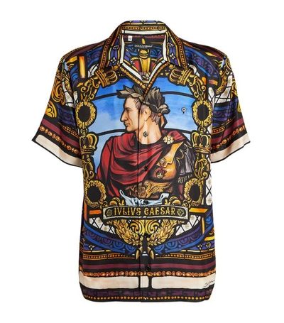 Shop Dolce & Gabbana Julius Caesar Silk Bowling Shirt