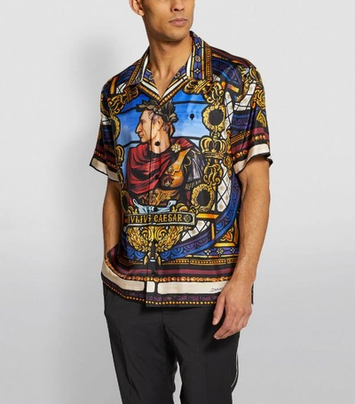 Shop Dolce & Gabbana Julius Caesar Silk Bowling Shirt