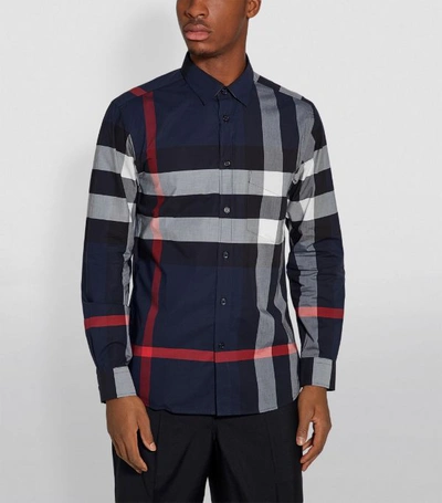 Shop Burberry Check Stretch-cotton Shirt