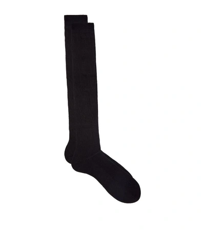 Shop Pantherella Merino Wool Ribbed Socks In Black