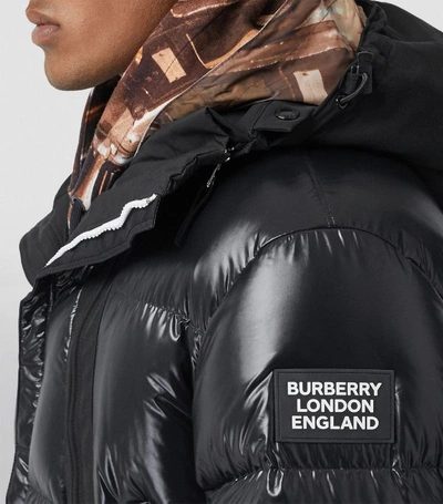 Shop Burberry Logo Hooded Puffer Jacket