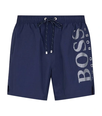 Shop Hugo Boss Boss Metallic Logo Swim Shorts