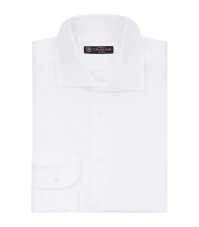 Shop Corneliani Herringbone Cotton Shirt