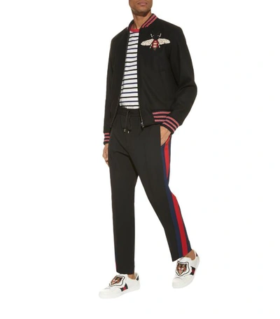 Shop Gucci Webbed Stripe Sweatpants