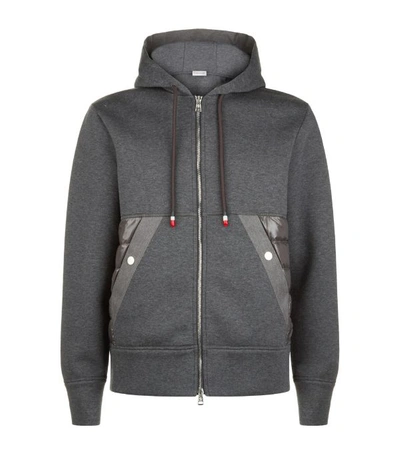 Shop Moncler Quilted Cotton Zipped Hoodie