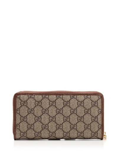 Shop Gucci 1955 Horsebit Zipped Wallet In Beige