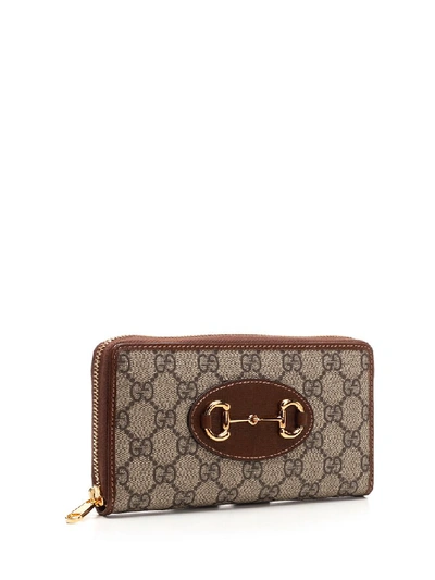 Shop Gucci 1955 Horsebit Zipped Wallet In Beige