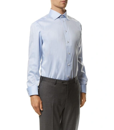 Shop Eton Signature Twill Contemporary Fit Shirt In Blue