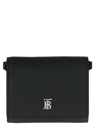 Shop Burberry Tb Logo Plaque Wallet In Black