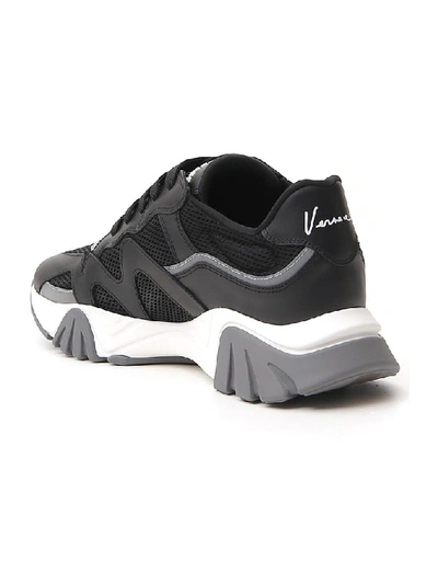 Shop Versace Squalo Logo Sneakers In Black