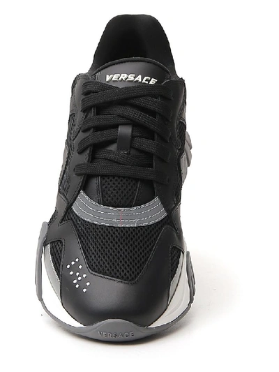 Shop Versace Squalo Logo Sneakers In Black