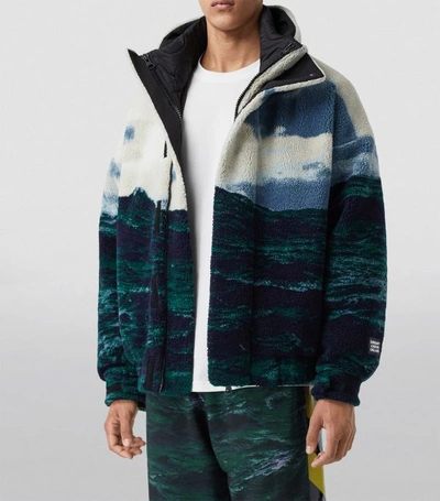 Shop Burberry Printed Fleece Jacket With Warmer