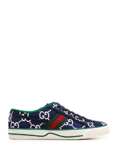 Shop Gucci Tennis 1977 Lace Up Sneakers In Blue