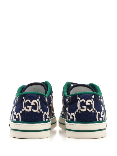 Shop Gucci Tennis 1977 Lace Up Sneakers In Blue