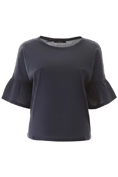 Shop Weekend Max Mara Ruffled Sleeve T In Blue