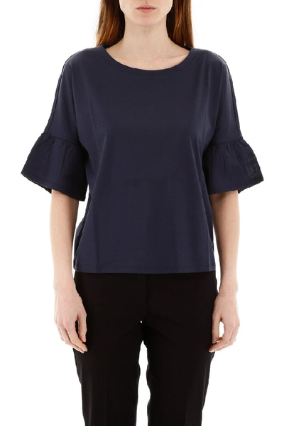 Shop Weekend Max Mara Ruffled Sleeve T In Blue