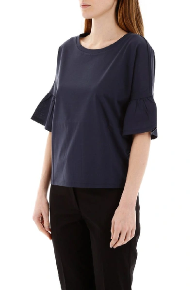 Shop Weekend Max Mara Ruffled Sleeve T In Blue