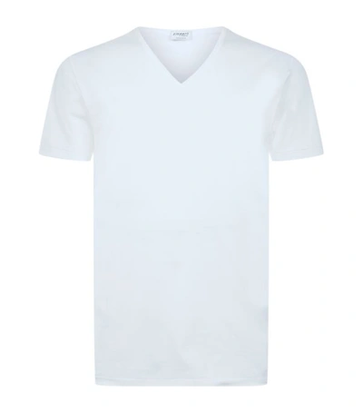Shop Zimmerli 172 Pure Comfort V-neck T-shirt In White