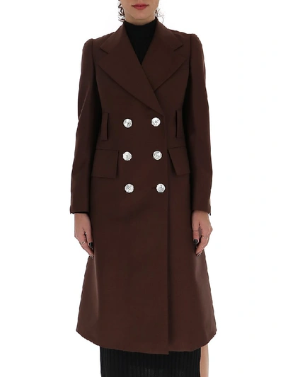 Shop Prada Double Breasted Coat In Brown