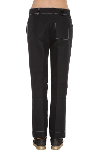 Shop Marni Contrasting Stitch Cropped Trousers In Black