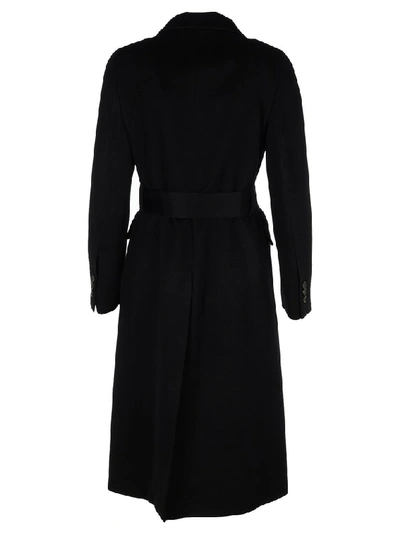 Shop Prada Scarf Detail Belted Coat In Black