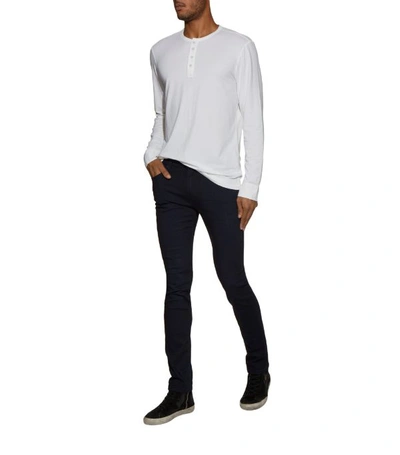 Shop Paige Lennox Slim Jeans In Navy