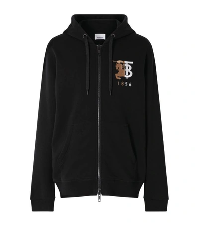Shop Burberry Embroidered Zip-up Hoodie