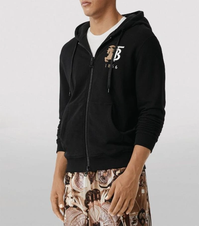 Shop Burberry Embroidered Zip-up Hoodie
