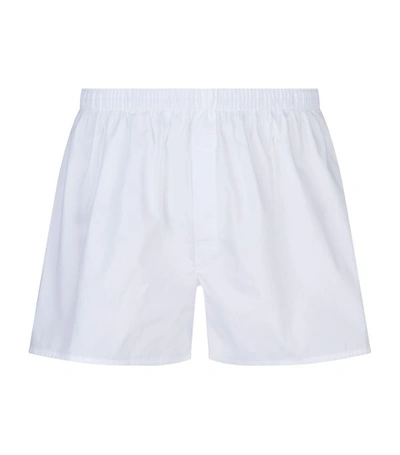 Shop Sunspel Cotton Boxer Shorts In White