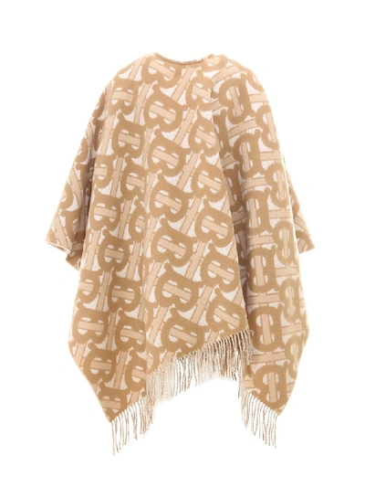 Shop Burberry Monogram Jacquard Cape In Beige