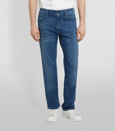 Shop 7 For All Mankind Straight Luxe Performance Jeans In Blue