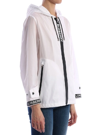 Shop Burberry Zip Up Rain Coat In White