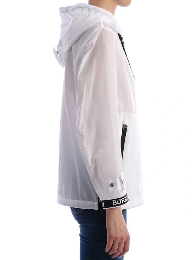 Shop Burberry Zip Up Rain Coat In White