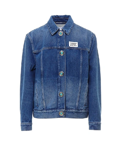 Shop Burberry Logo Patch Denim Jacket In Blue