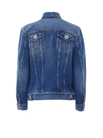 Shop Burberry Logo Patch Denim Jacket In Blue