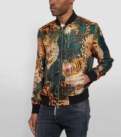 Shop Dsquared2 Tiger Print Silk Bomber Jacket