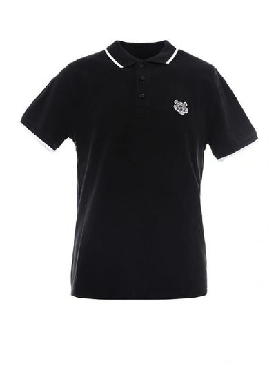 Shop Kenzo Tiger Logo Polo Shirt In Black