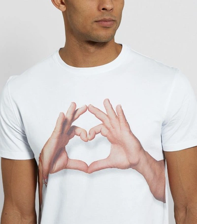 Isaia Corallino Heart Gesture T-shirt In White | ModeSens